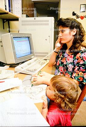 Mother at Home working at computer