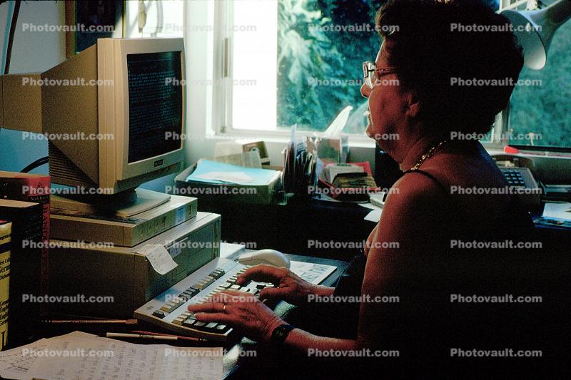 Woman, Computer, 1990's