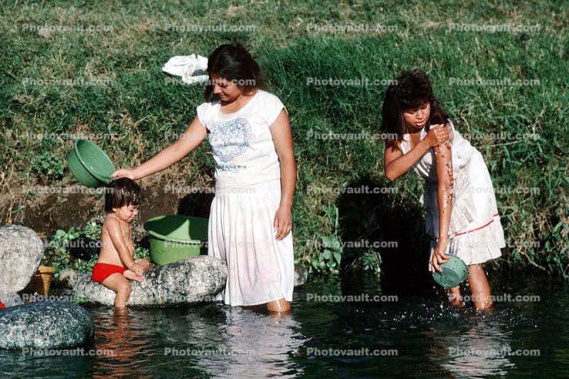 Washing along a river, San Salvador, El Salvador