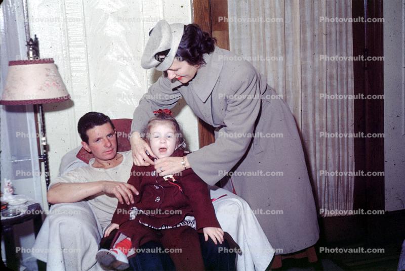 housewife, hat, lamp, coat, daughter, 1940s , 1940s