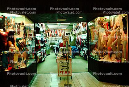 hoisery, Shopping Mall, womens clothing store, racks, interior, inside, indoors