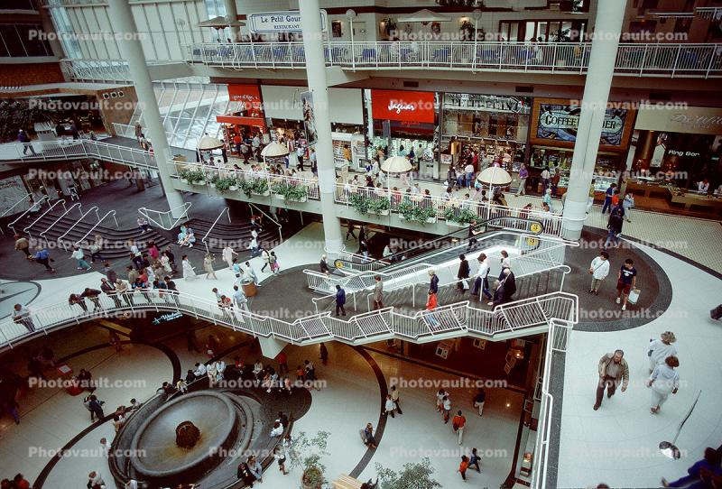 Eatons, Mall, Shopping Mall, stores, interior, inside, indoors, shoppers, steps, stairs
