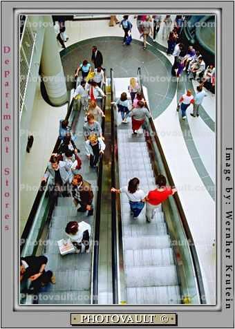 escalator, center, crowds, crowded, People, Eatons, Mall