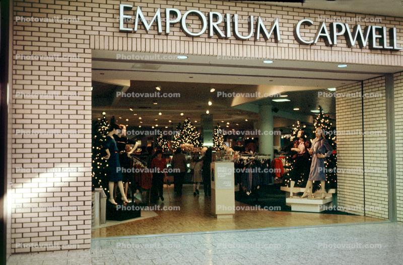 Emporium Capwell, building, store, mall, Entrance, signage, 1980s