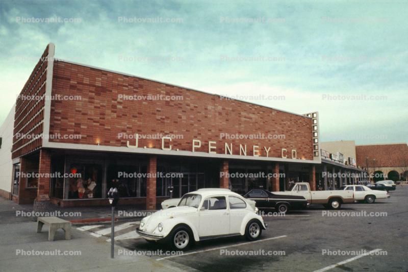 JC Penneys' store, Parking Lot, Cars, Volkswagen, Parking Meter, building