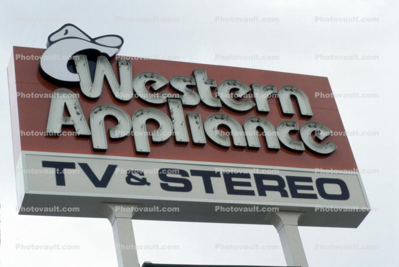Cowboy Hat, Western Applieance TV & Stereo signage, 1980s