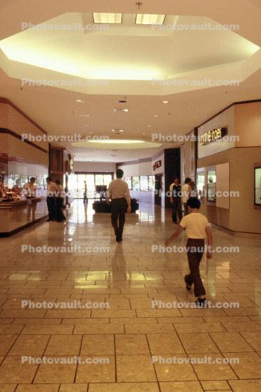 Mall Shoppers, Shopping Mall, interior, inside, tile floor, 1980s