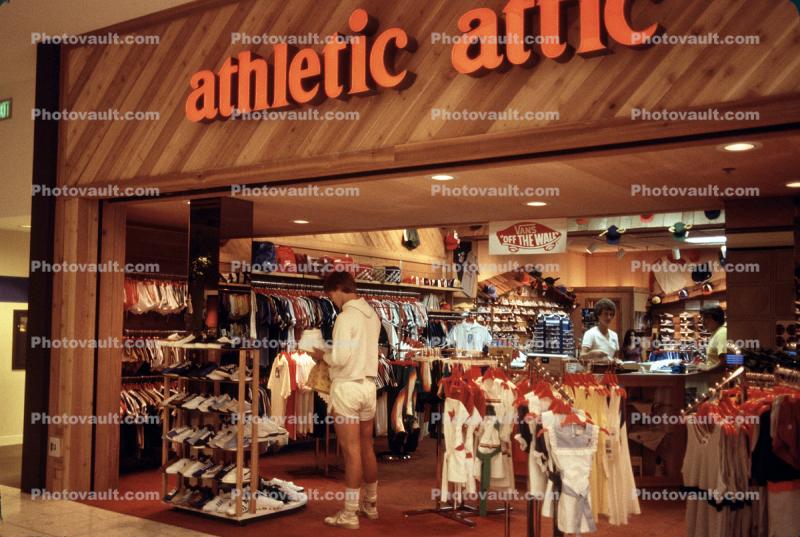 athletic attic store, Shopping Mall, athletic attic, 1980s