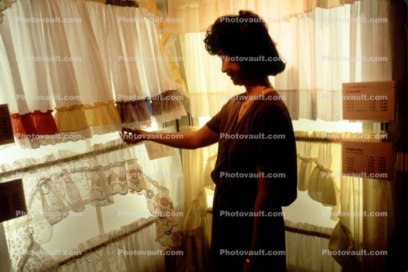 Curtain Store, Lady Shopping, interior, inside, indoors, shopper