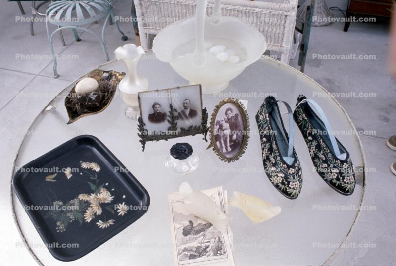Vintage Things, Shoes, Framed Prints, Tray, Glaas Table