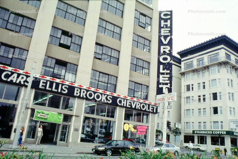 Ellis Brooks Chevrolet, building, Cars, Chevy, Starbucks, Van Ness Avenue