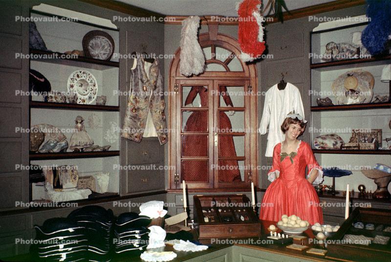 Woman, costume, Williamsburg, January 1965, 1960s