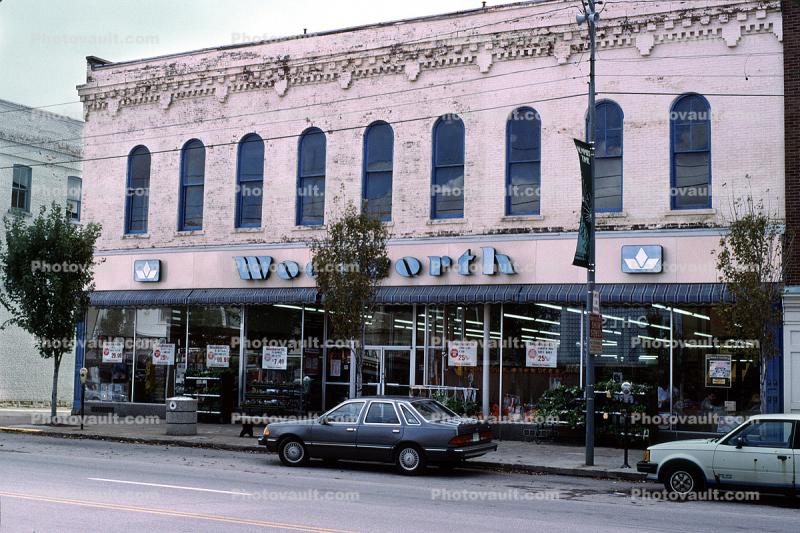 Woolworth Store, cars, Building, 1970s