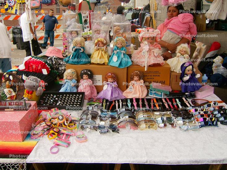 Colorful Dolls, trinkets, New Maxwell Street Market, Flea Market