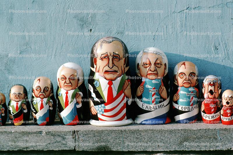 Nesting Dolls, Matryoshka, Boris Yeltsin, Gorbachev, Moscow Black Market