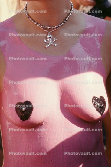 heart pasties, Latex, Necklace, Pink Latex Breasts, Heart Nipples