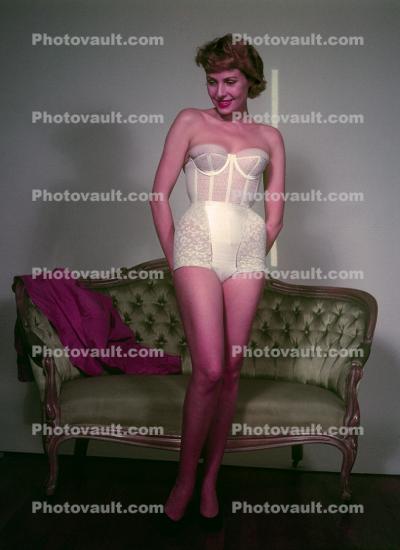 Corset, all-in-one, bra, 1950s