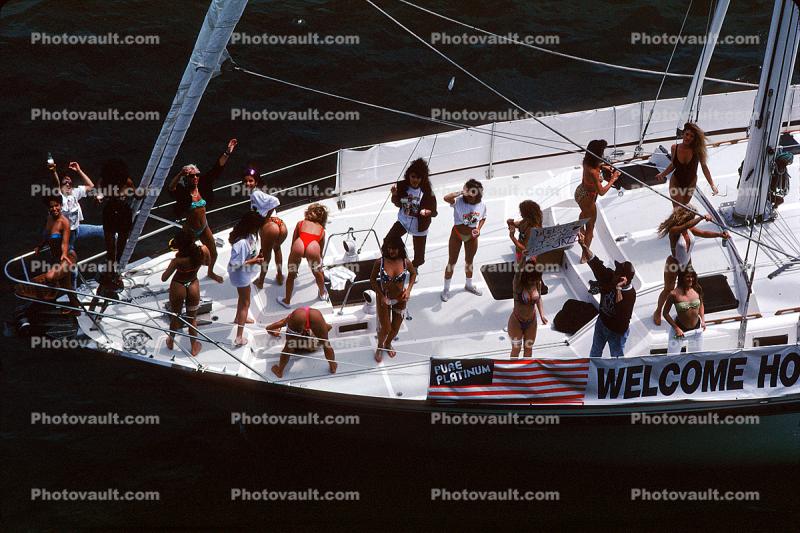strippers greeting sailors coming home from the Gulf War, gogo, go-go dancer