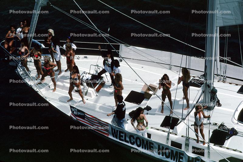 strippers greeting sailors coming home from the Gulf War, gogo, go-go dancer