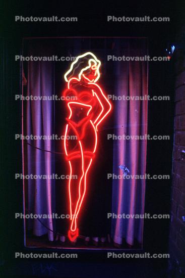 Neon Sign, Woman, Garters, Bra, Legs, Leggy