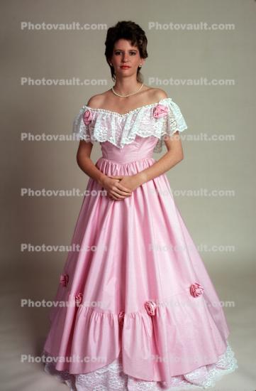 Pink Full length dress, lacy, slip