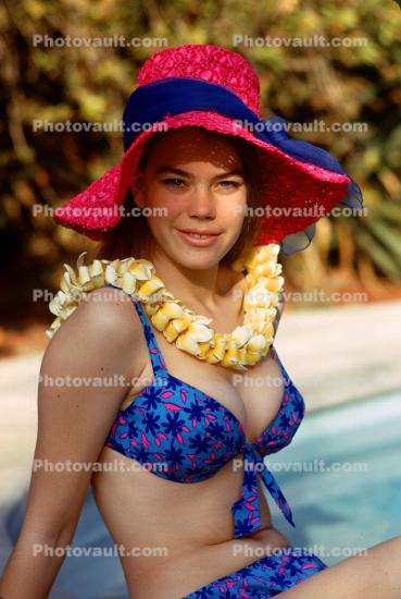 Lady in a Hat and Bikini, Lei, 1960s