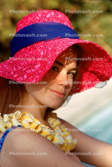 Lady Face in a Hat and Bikini, Lei, 1960s