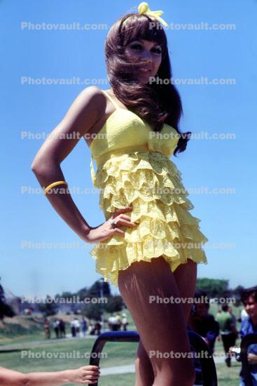 cute 60s gal, Lacy outfit, 1969, 1960s