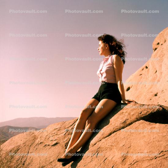 Leggy Woman, Shorts, Vasquez Rocks, 1950s