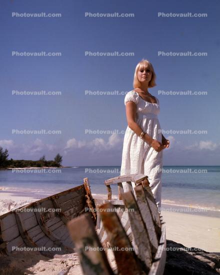 Woman on a Beach, Mod Fashion, 1960s