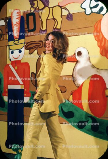 Toy Soldiers Wallpaper, Mustard Yellow Pantsuit, 1960s