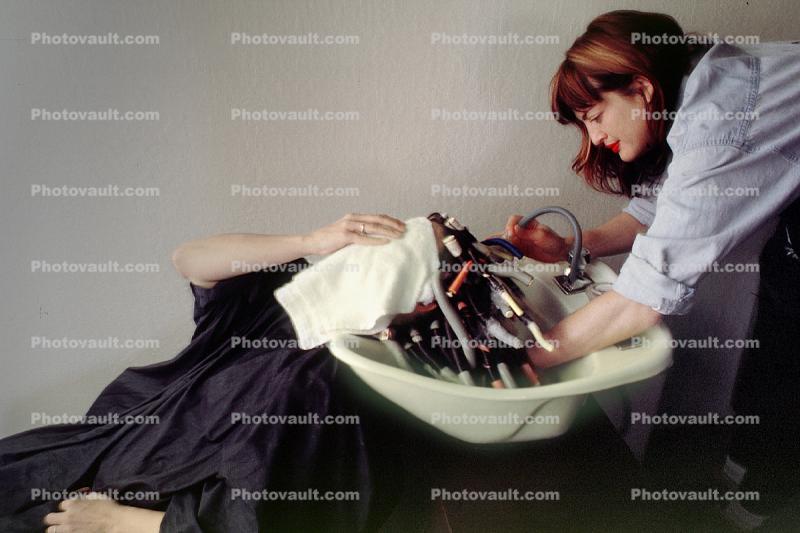 Woman in Rollers, Hair Curler, perm, perming, beautician