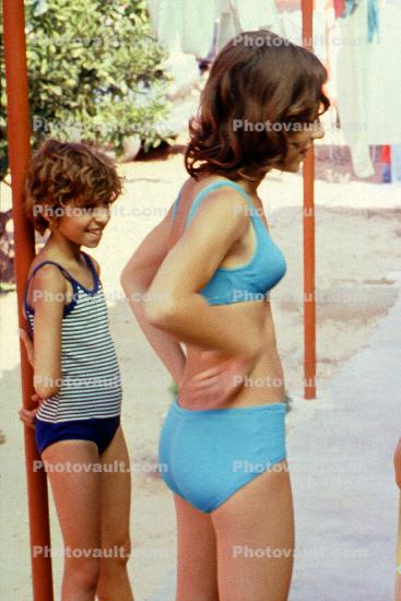 Backyard, girls, 1960s