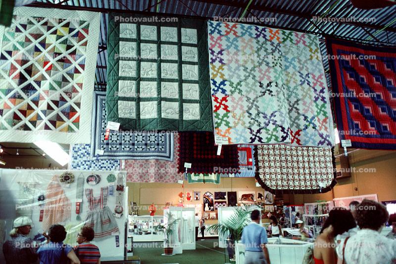 Quilt Show, inside exhibit hall, interior, County Fair