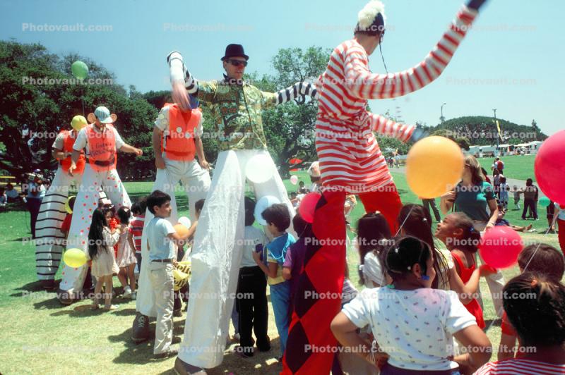 Girl, Balloons, Fun, Stilts, Festival On The Lake