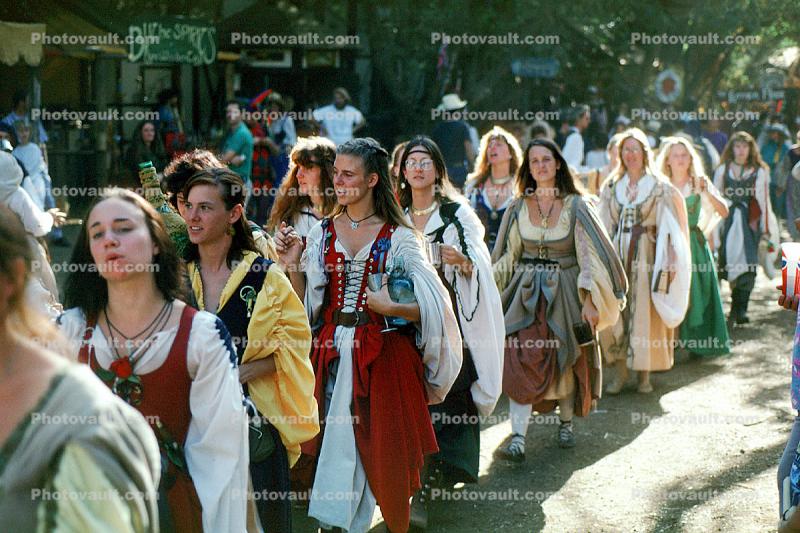 Renaissance Faire, wenches, parade, procession, costume, Septermber 27 1992