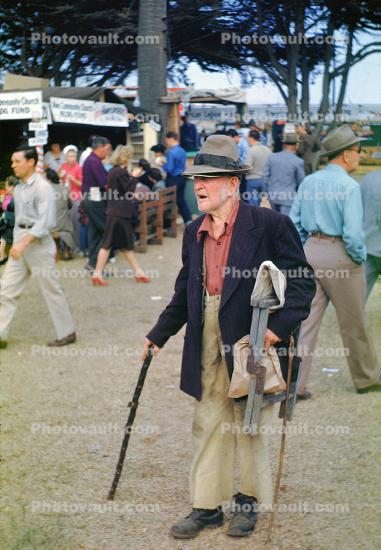Man, Cane, Hat, California State Fair, 1949, 1940s