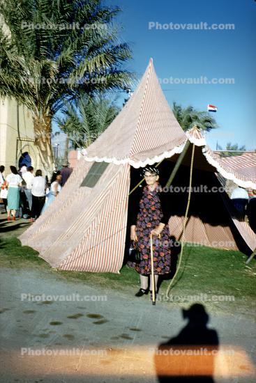 Tent, woman, 1950s