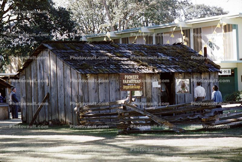 Pioneer Farmstead, Log Cabin, Oregon State Fair, 6 September 1960, 1960s