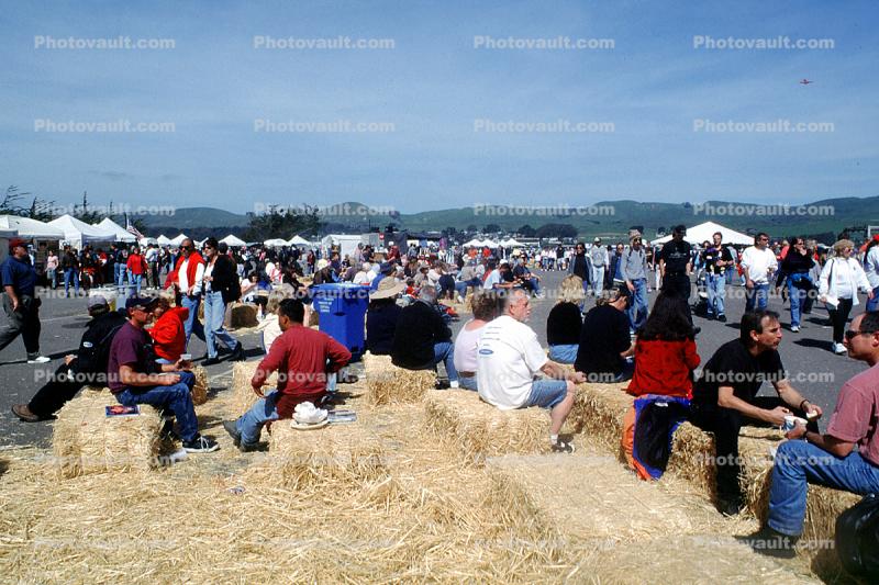 Bales, Tent, People, Bodega Bay, Seafood Festival, Sonoma County, California, April 2002