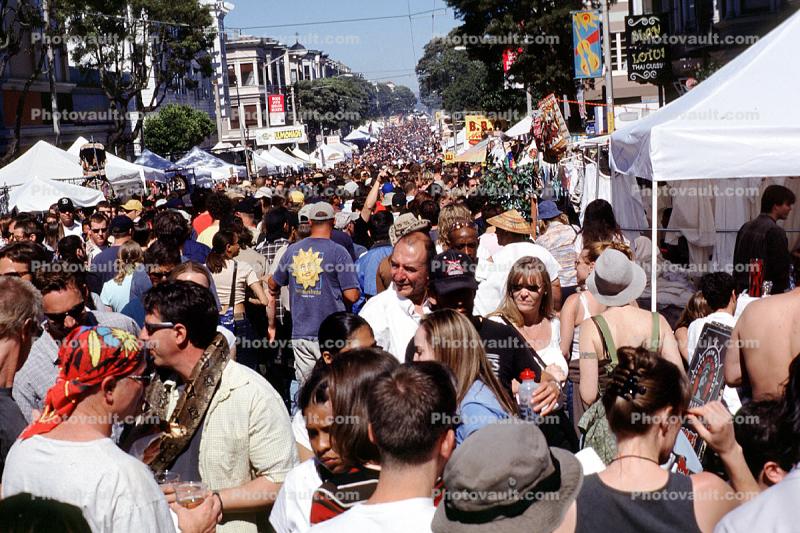 People, Crowds, Crowded, Haight Ashbury Fair, Haight Street, June 2002