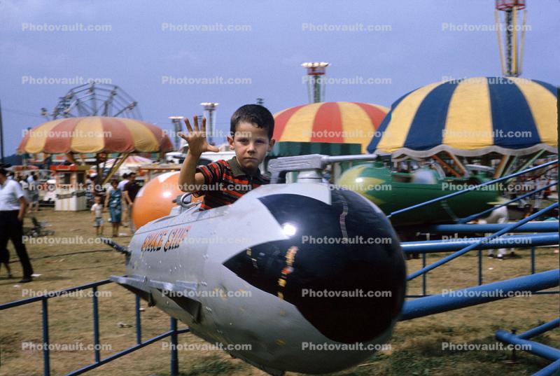 Piloting a Space Ship Ride, County Fair, 1950s