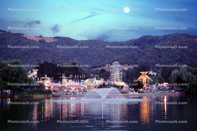 Water Fountain, Lake, hills, Marin County Fair, July 2001