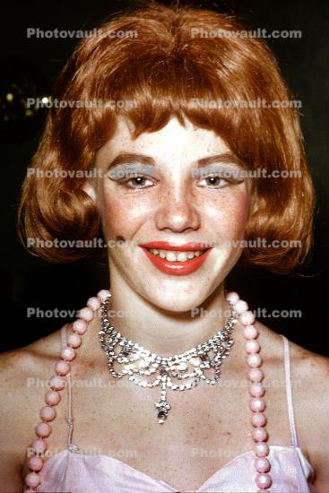 Teen, Crossdresser, Necklace, Dress, Redhead, Boys in Drag, Glamorous, 1960s