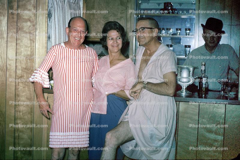 Crossdresser, Men in drag, Nightgown, Liquor Bar, 1950s