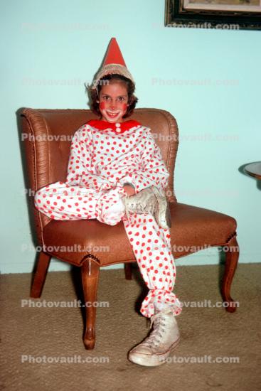 Clown, Female, Girl, Suit, Polka-Dots, 1950s