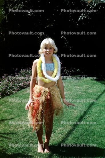 Girl, Lei, Grass Skirt, Costume, 1960s