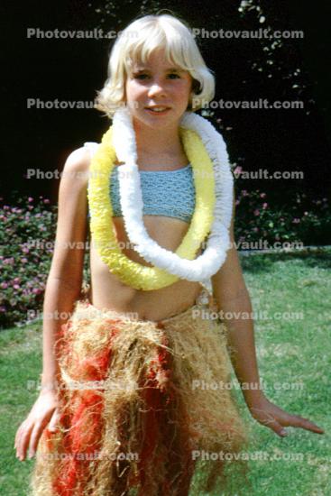 Girl, Lei, Grass Skirt, Costume, 1960s