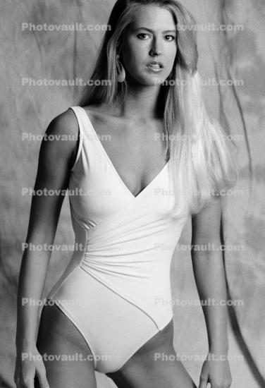 Lady in a white swimsuit, Suntan, 1970s