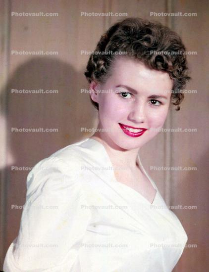 Woman, Lipstick, Smiles, Busty, 1950s
